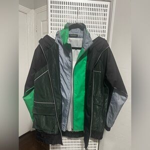 Be Homme Color Block Utility Jacket Men’s XL Green Black Streetwear Zip